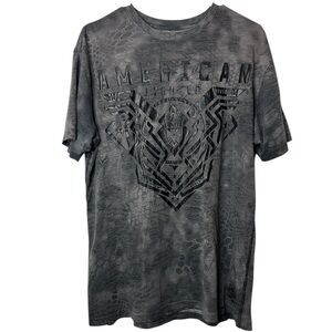 American Fighter‎ T-Shirt Men’s XL Gray Camo Graphic Tee EUC
